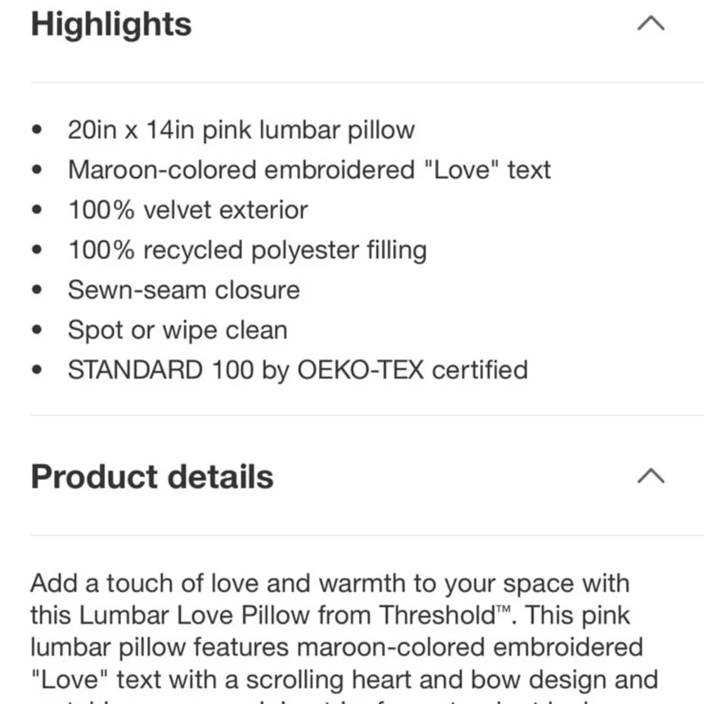 Threshold Pink Pillow with Red 'love' Script